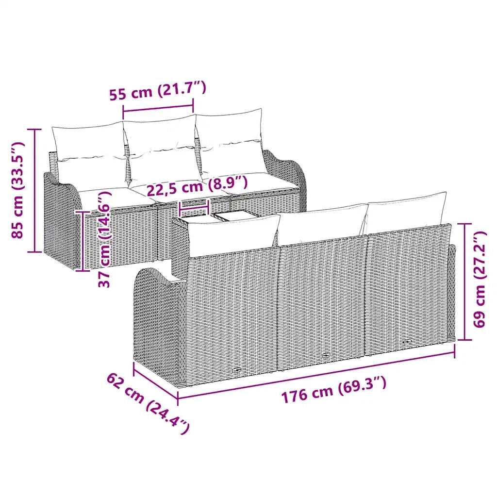 Set Divano da Giardino Grigio chiaro 55 x 55 x 37 cm polyrattan 3345592