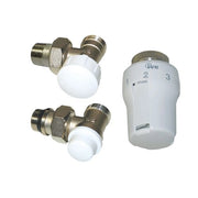 Kit valvola termostatizzabile con detentore e testa termostatica da 3/8" a squadra per Caloriferi e Termosifoni