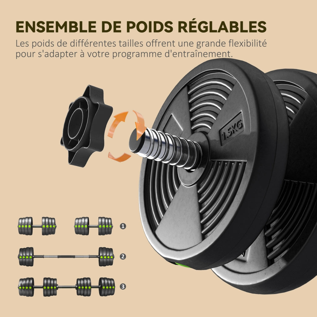 Manubri regolabili 2 in 1 ¨C Minimal ¨C 30 kg, con barre