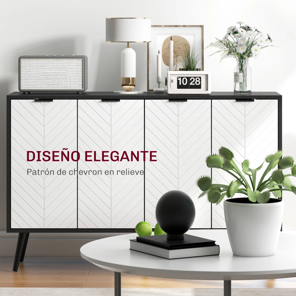 Armadio a 4 ante ¨C Minimal ¨C Bianco e Nero 120x35x77,4 cm