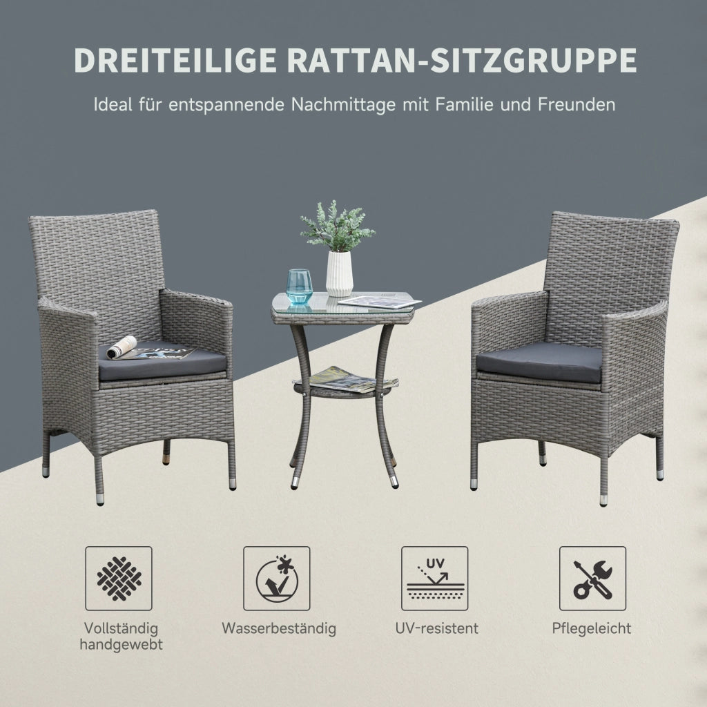 Set Divano da Giardino in Polyrattan ¨C Minimal ¨C Grigio