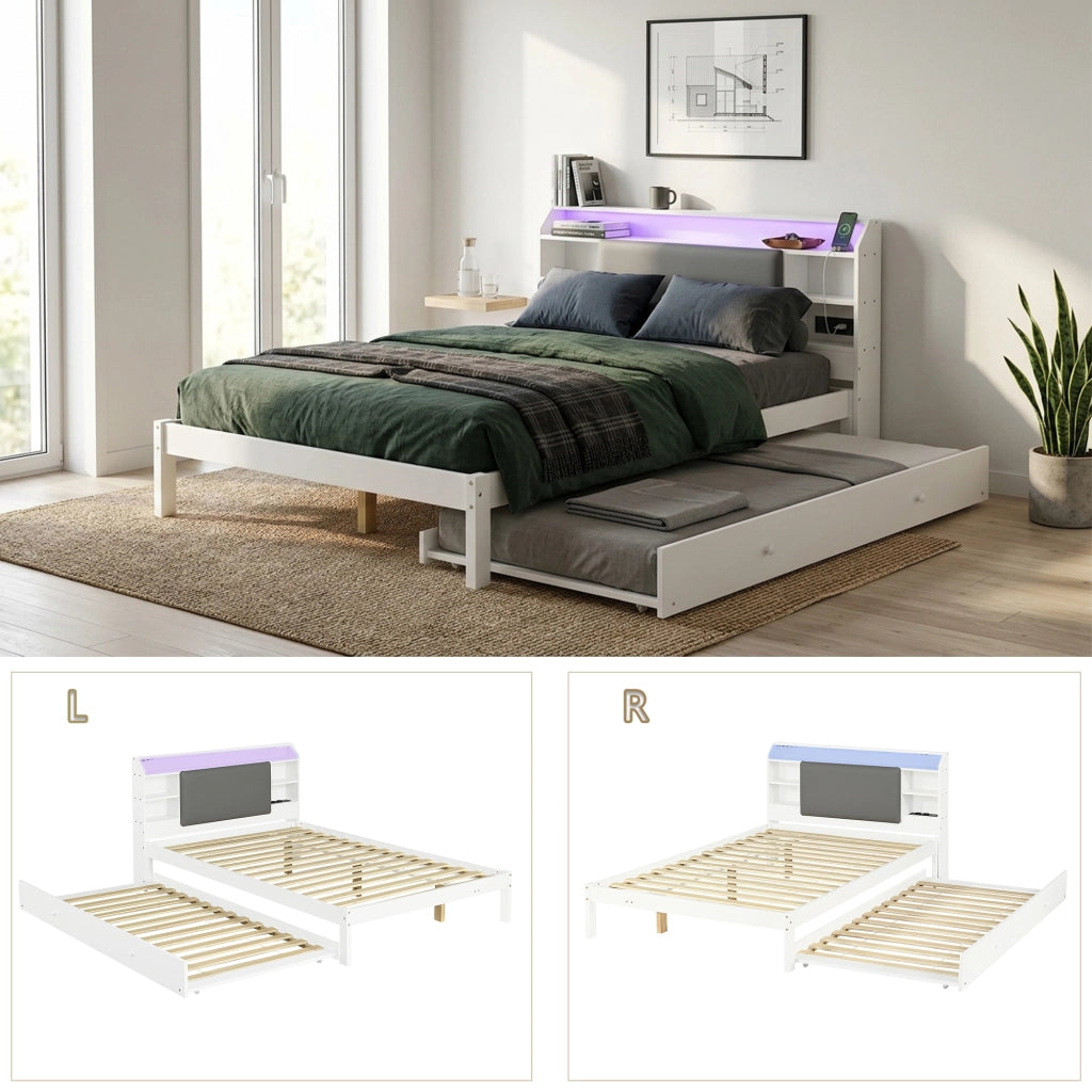 LETTO 120x200 cm con letto estraibile 90x190 cm bianco
