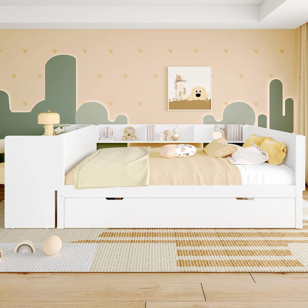 Letto con Scrivania e Rollbett ¨C MINIMAL ¨C Pino Bianco 140x200