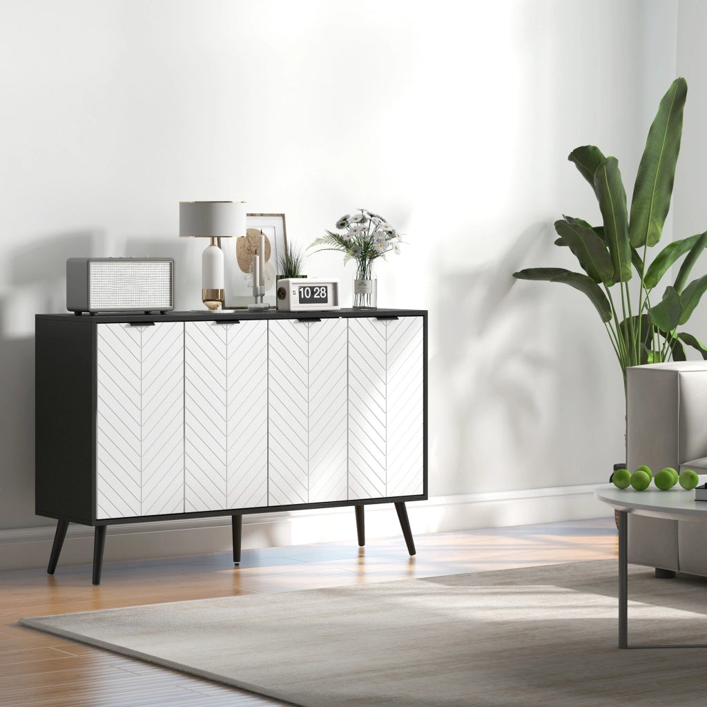 Armadio a 4 ante ¨C Minimal ¨C Bianco e Nero 120x35x77,4 cm