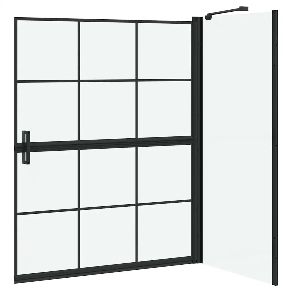 Schermo per Bagno e Doccia Nero e trasparente 116 x 68 x 128 cm