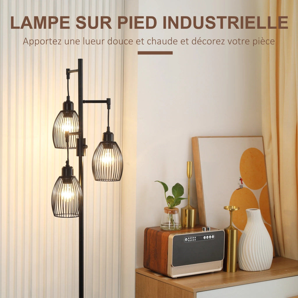 Lampada da Terra Industriale ¨C Zephmum ¨C Nero, Metallo, Regolabile