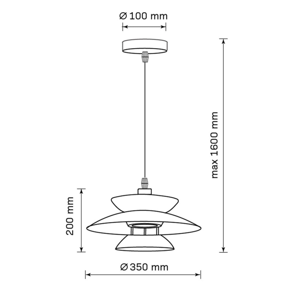 Lampada a sospensione Berit nera metallo Ø35 E27 Polux