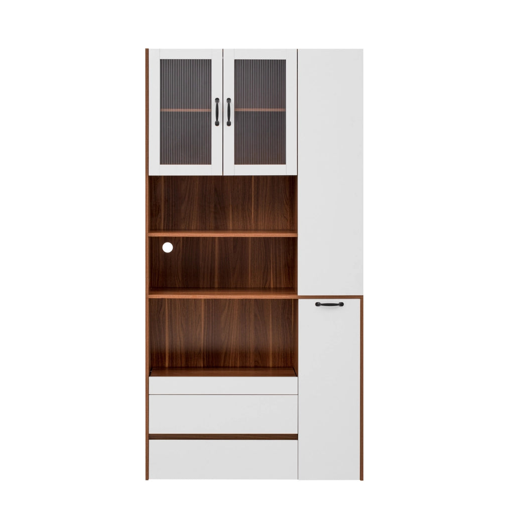 Credenza con Ripiani Regolabili e Cassetti ¨C Xylo ¨C Bianco e Noce