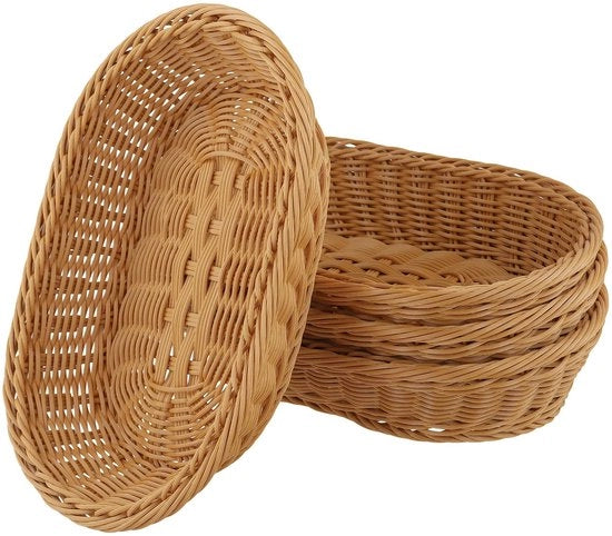 Ovaletto per Pane 30 x 20 x 7 cm - Plastica Marrone - 4 Pezzi - Facile da Pulire - Forma Ampio - Stile Rustico - Cassetto per Conservazione