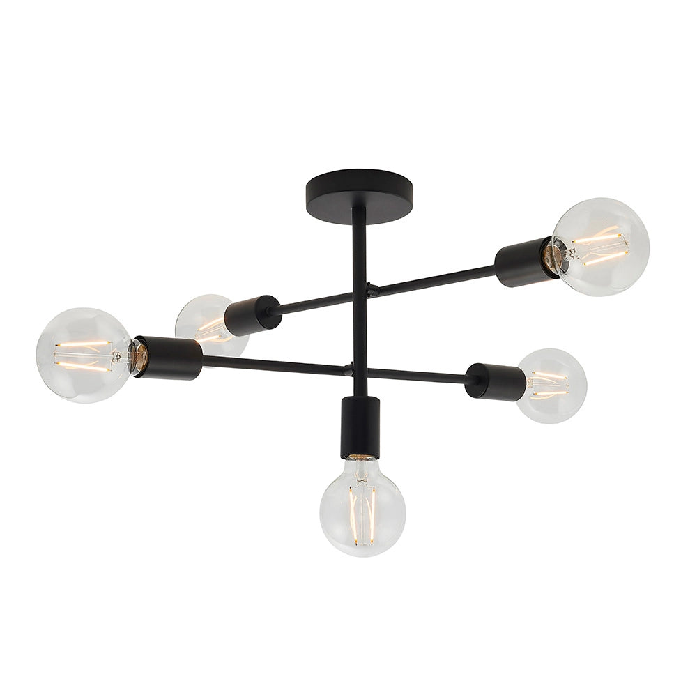 Plafoniera loft nera opaca Studio Endon 5xE27 40W metallo