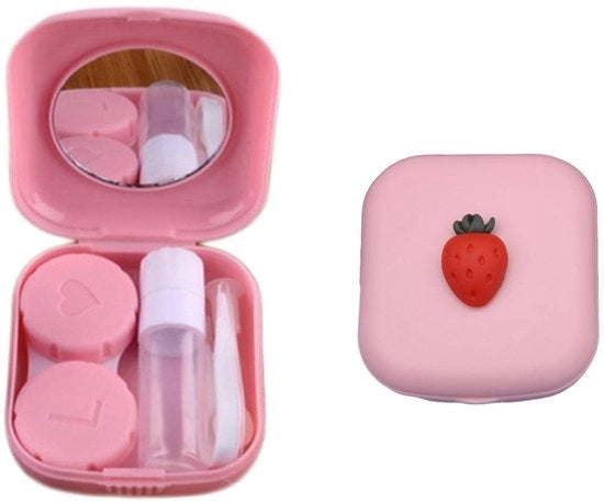 Contenitore per lenti a contatto Portatile - Viaggia con specchio - Pinza - Spatola - Igiene - Senza residui - Leggero in plastica - Custodia per lenti