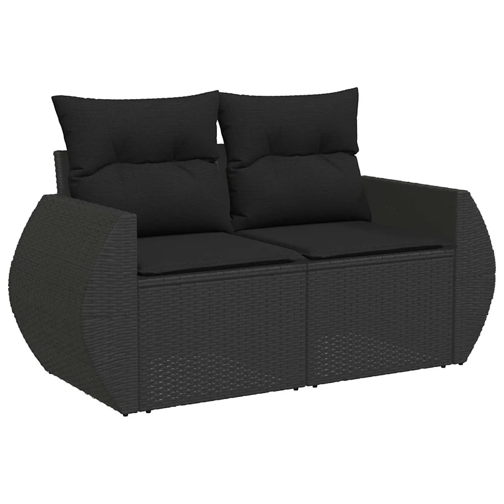 Set Divani da Giardino 9 pz con Cuscini Nero in Polyrattan 3327915