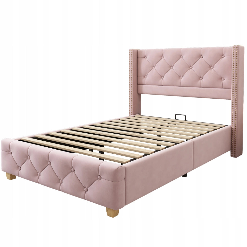 Letto imbottito 90x200 - Xylo - rosa velluto