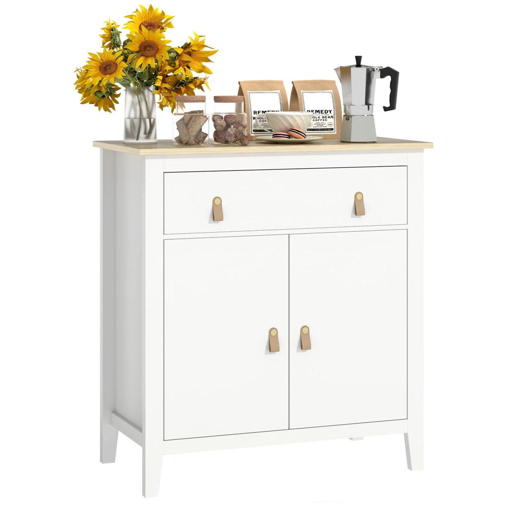 Mobile da soggiorno ¨C zephmum ¨C 80x40x90, bianco, con cassetti e ripiani