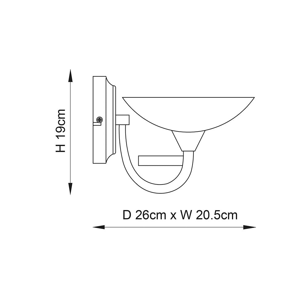 Applique Cagney retro cromo satinato vetro bianco G9
