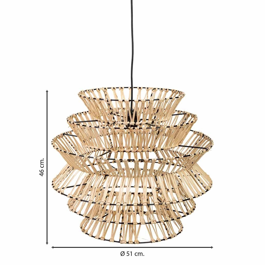 Lampada soffitto rafia e metallo marrone 51x51x46h cm