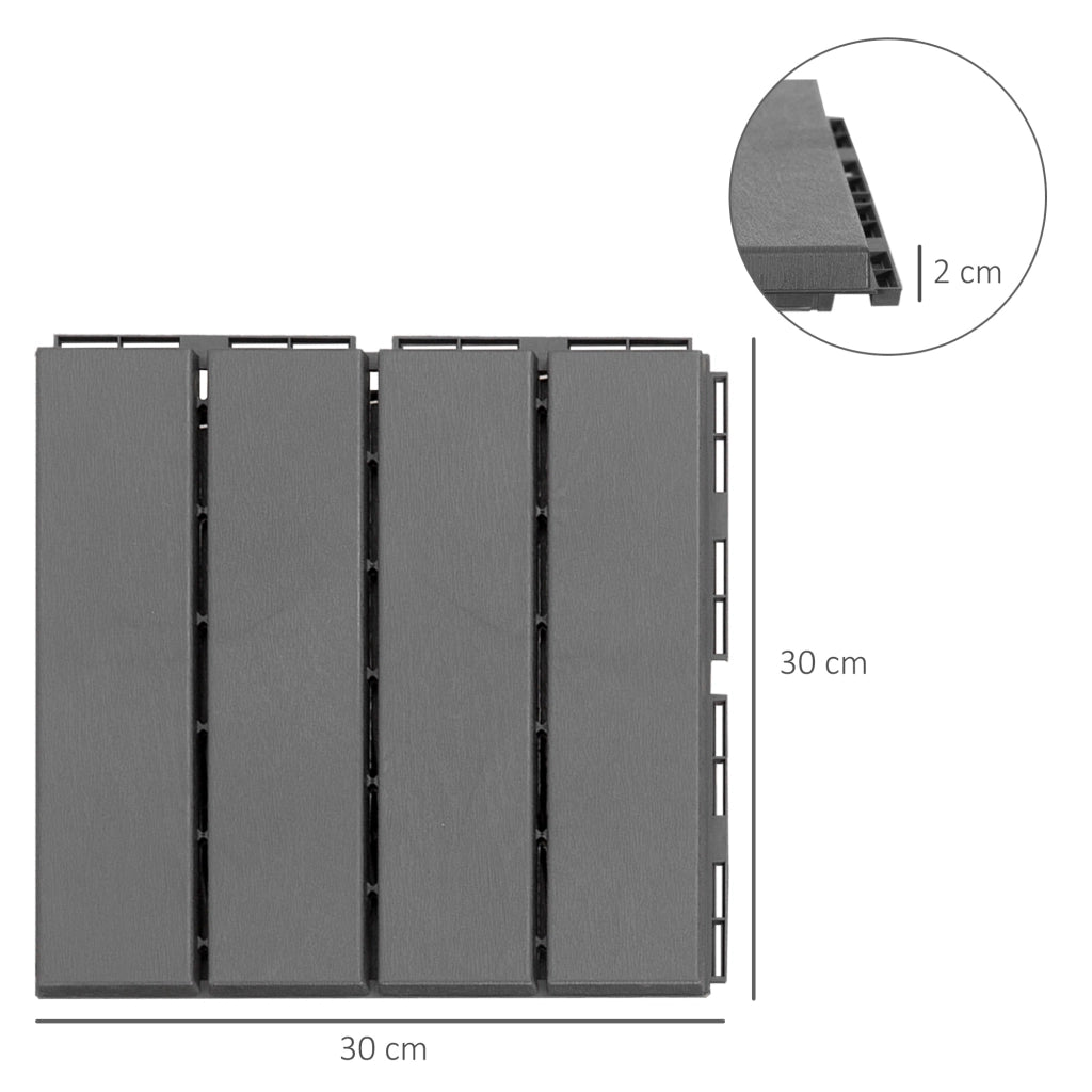 Piastrelle per Pavimenti in PP ¨C Minimal ¨C Nero, 30x30x2cm, Antiscivolo