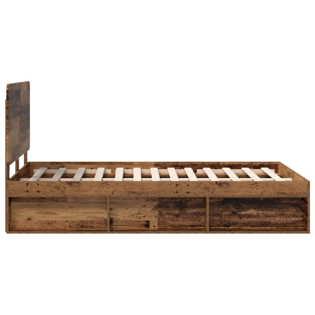 Letto matrimoniale | Letto per adulti | Struttura del letto Legno vecchio 135 x 190 cm Pino massello