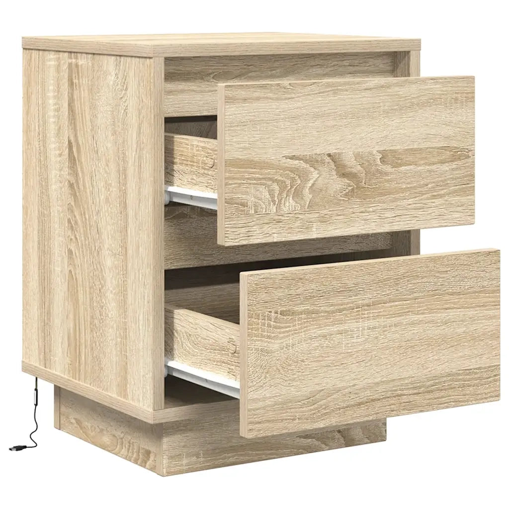 Comodini con Luci a LED 2 pz Rovere Sonoma 38x34x50 cm 861288
