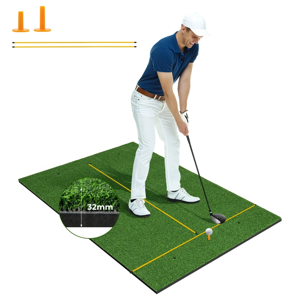 Tappetino da golf 152 x 92 cm con stecche di allineamento e fori preforati stile moderno erba sintetica verde 20_0014225