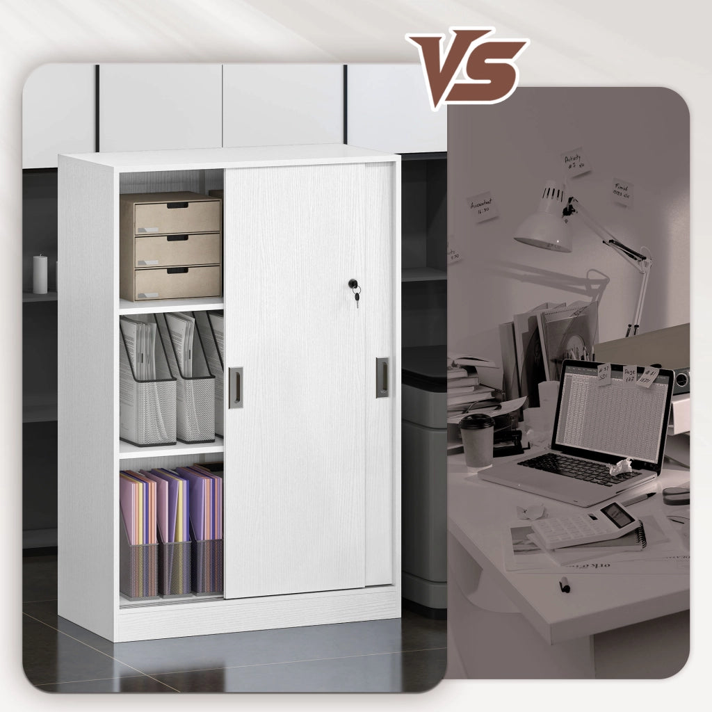 Armadio da Ufficio con Ripiani e Cassetti ¨C Minimal ¨C Bianco 80x40x120 cm