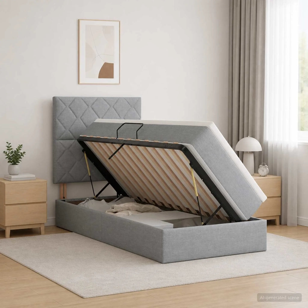 Letto con contenitore LED e materasso Grigio Chiaro 3459987