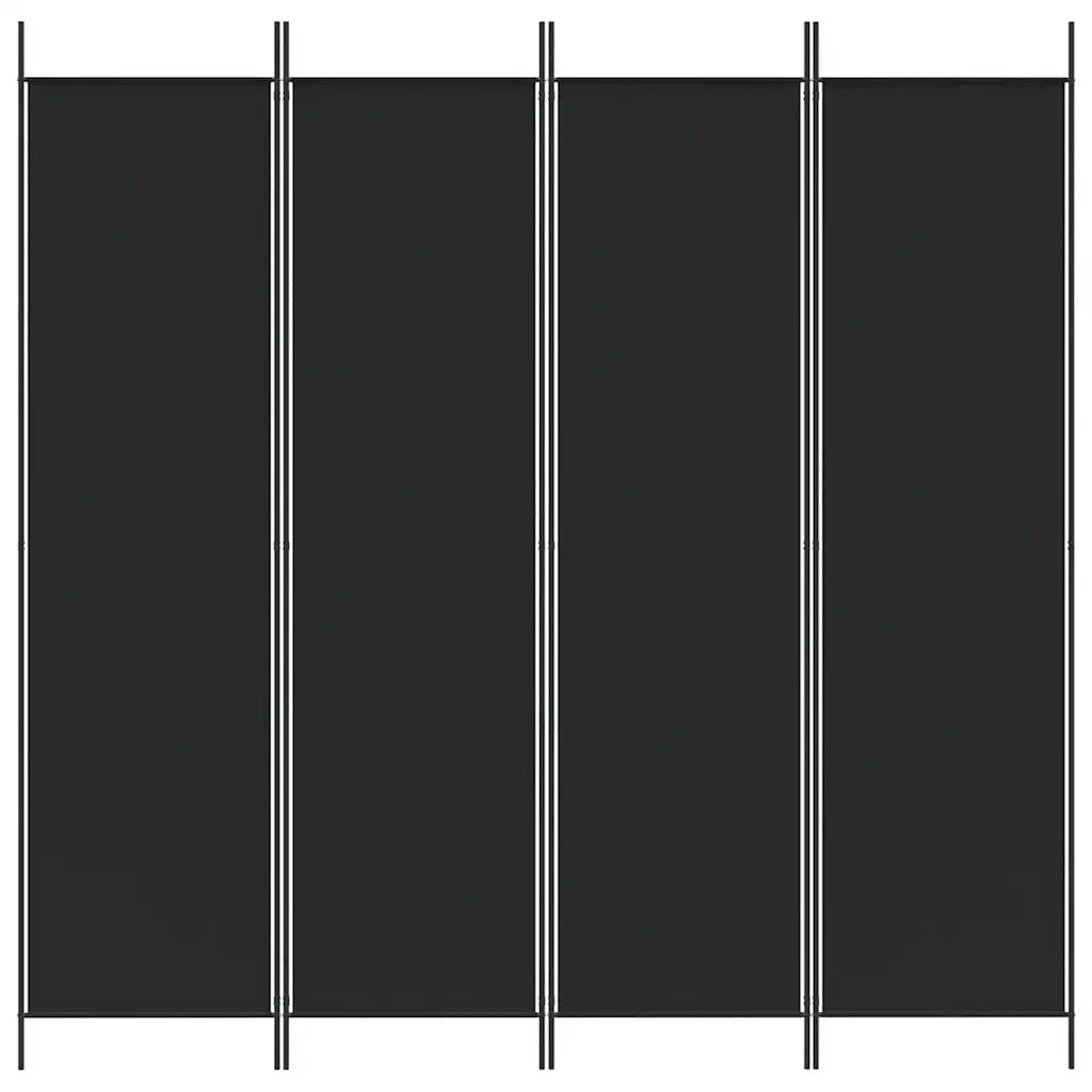 Divisorio Ambienti | Divider per stanze | Paravento a 4 Pannelli Nero 200x200 cm in Tessuto