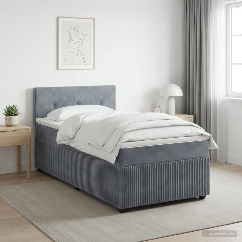 Letto con Box Spring, Materasso e LED Grigio Scuro 90 x 190 cm 3453248