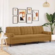 Divano a 3 Posti con Cuscini-Sofa 3 Posti con Cuscini Marrone 210 cm in Velluto