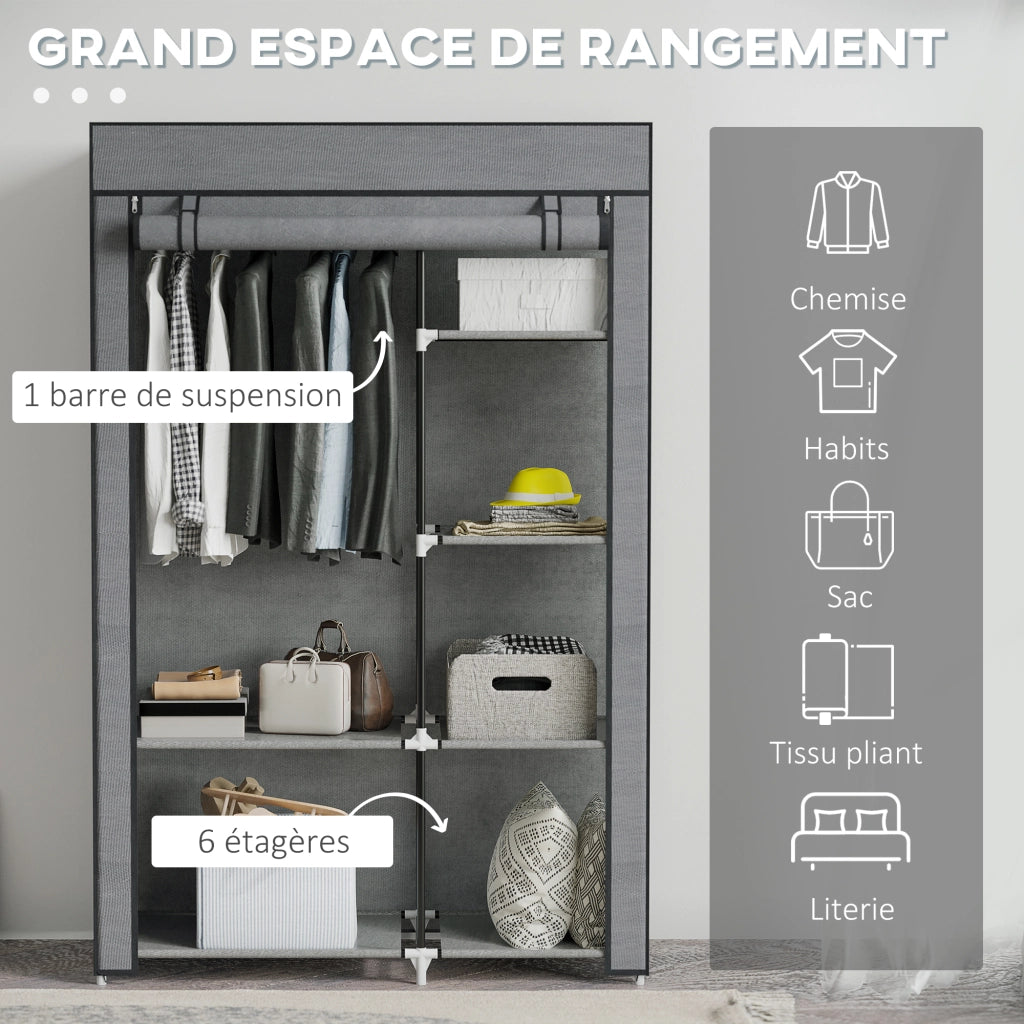 Armadio Guardaroba con Ripiani e Appendiabiti ¨C Minimal ¨C Grigio
