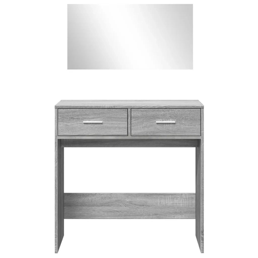 Toeletta con Specchio-Tavolo da Vanit¨¤ Grigio Sonoma 80x39x80 cm
