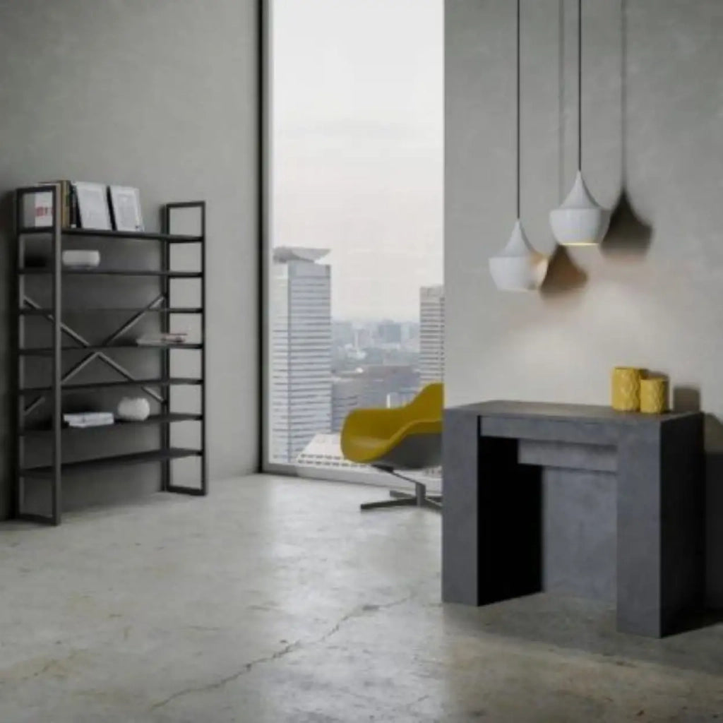 Consolle allungabile 90x48/296 cm Venus antracite spatolato allunghe interne