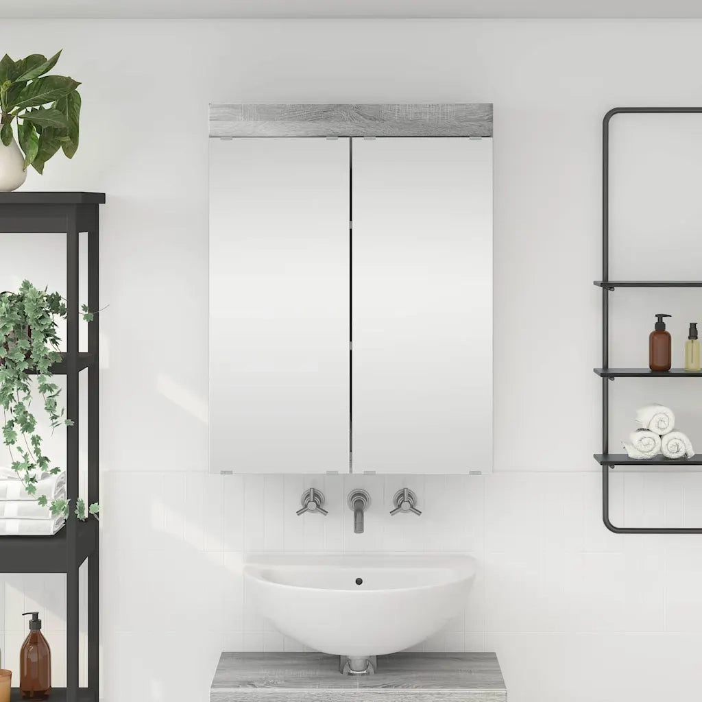 Mobiletto per specchio da Bagno | Armadio da bagno con porta TULUM Grigio Sonoma