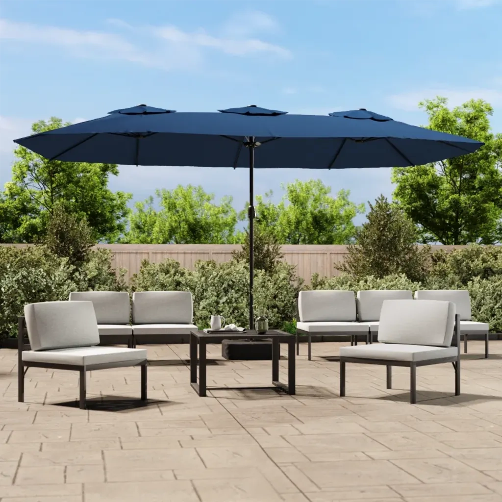 Ombrellone a Doppia Testa Azzurro 449x265 cm 362952