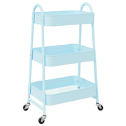 Carrello Portaoggetti a 3 Ripiani Blu 42x41,5x77 cm in Acciaio CFW7908801