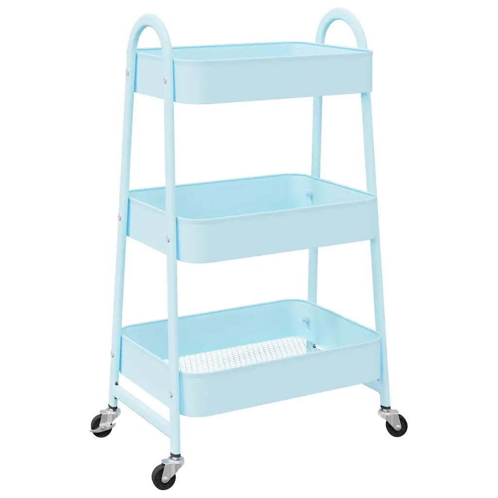 Carrello Portaoggetti a 3 Ripiani Blu 42x41,5x77 cm in Acciaio CFW7908801
