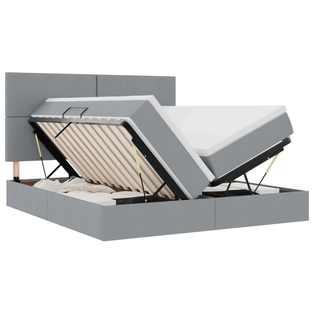 Letto con Contenitore con materasso Grigio chiaro 200 x 200 cm 3372191