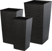 Set di 3 Pannelli per Piante XL in Nero Resistenti alle Intemperie per Interno e Esterno