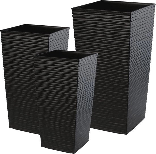 Set di 3 Pannelli per Piante XL in Nero Resistenti alle Intemperie per Interno e Esterno