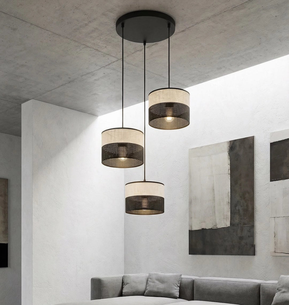 Lampada a sospensione KARBON nera 3xE27 Emibig