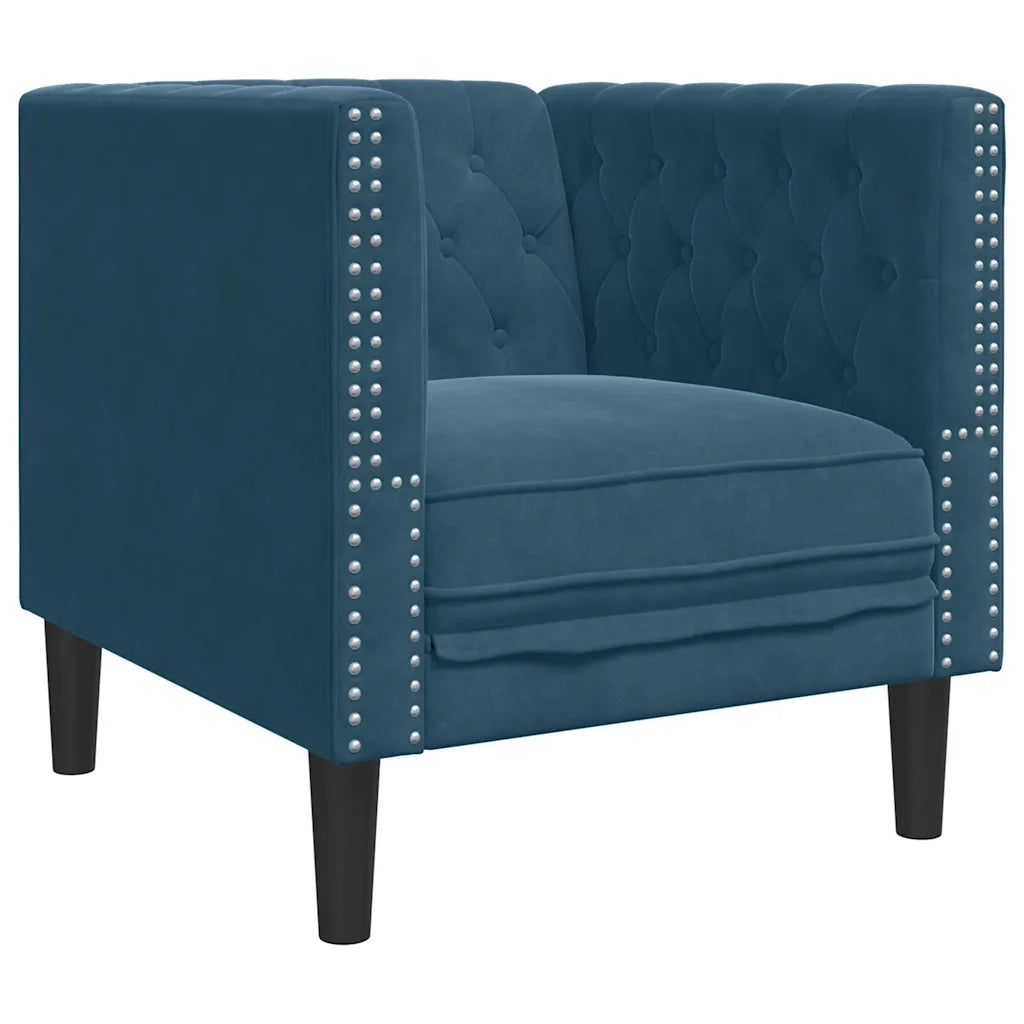 Poltrona | Sedia Relax Chesterfield Blu in Velluto