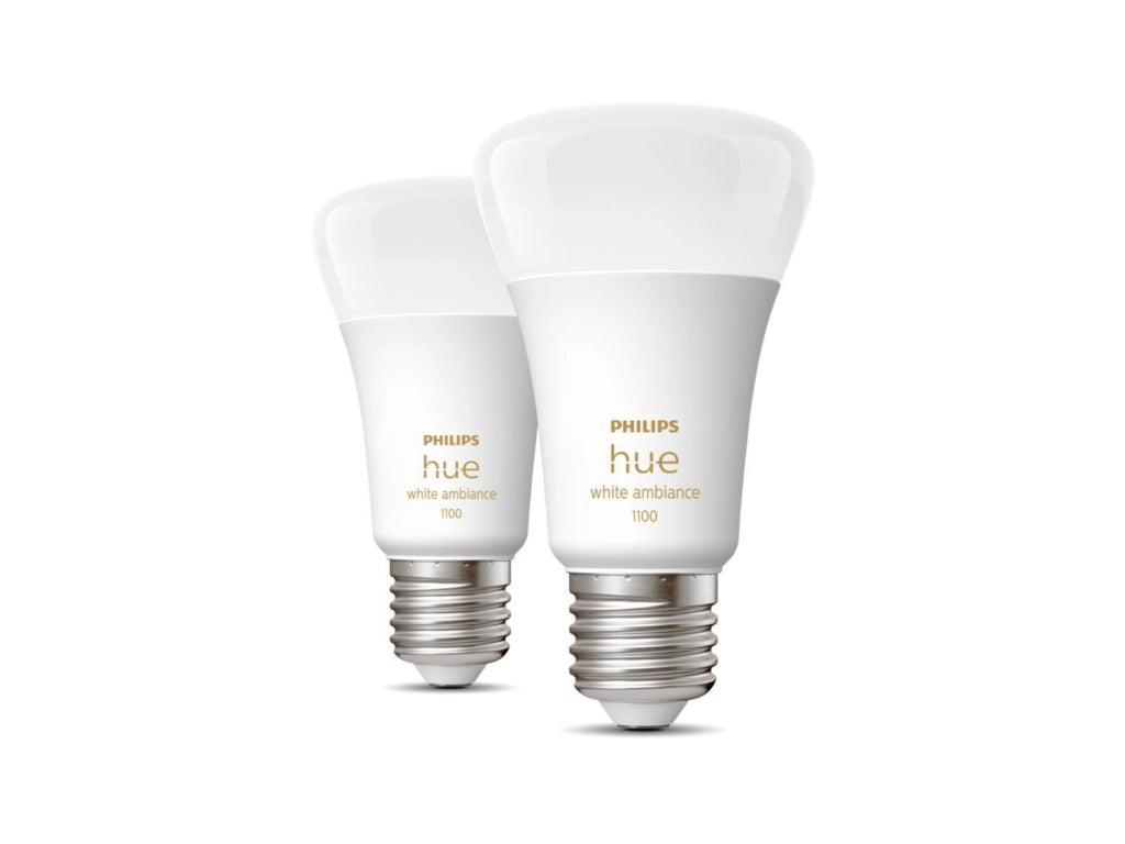 Philips Hue 929002468404 White Ambiance Lampadina LED Smart A60 E27 8W 1100 lm Dimmabile Bluetooth ZigBee Confezione da 2 colore Bianco