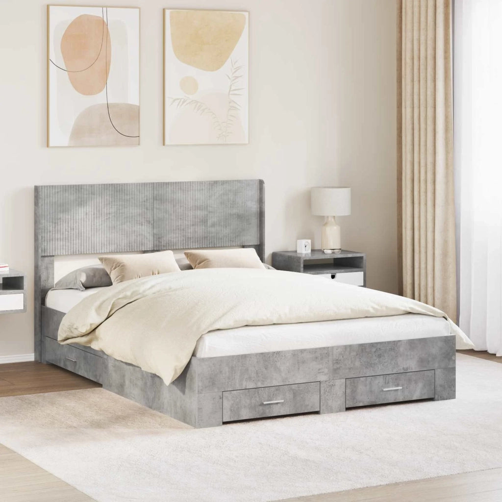 Struttura del letto con stoccaggio e testata Grigio Cemento 3414462
