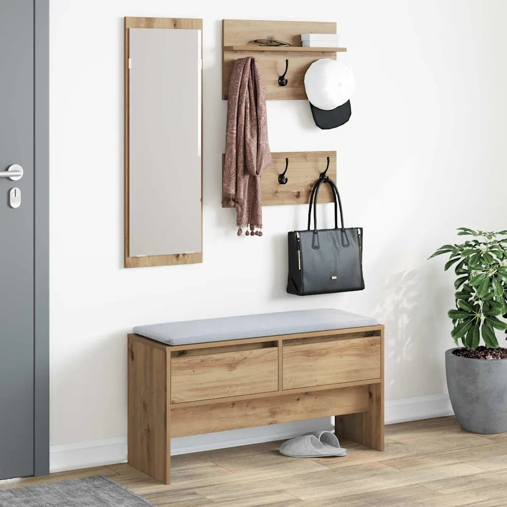 Set mobili da ingresso con cassetto 4 pcs Rovere Artigianale 871528