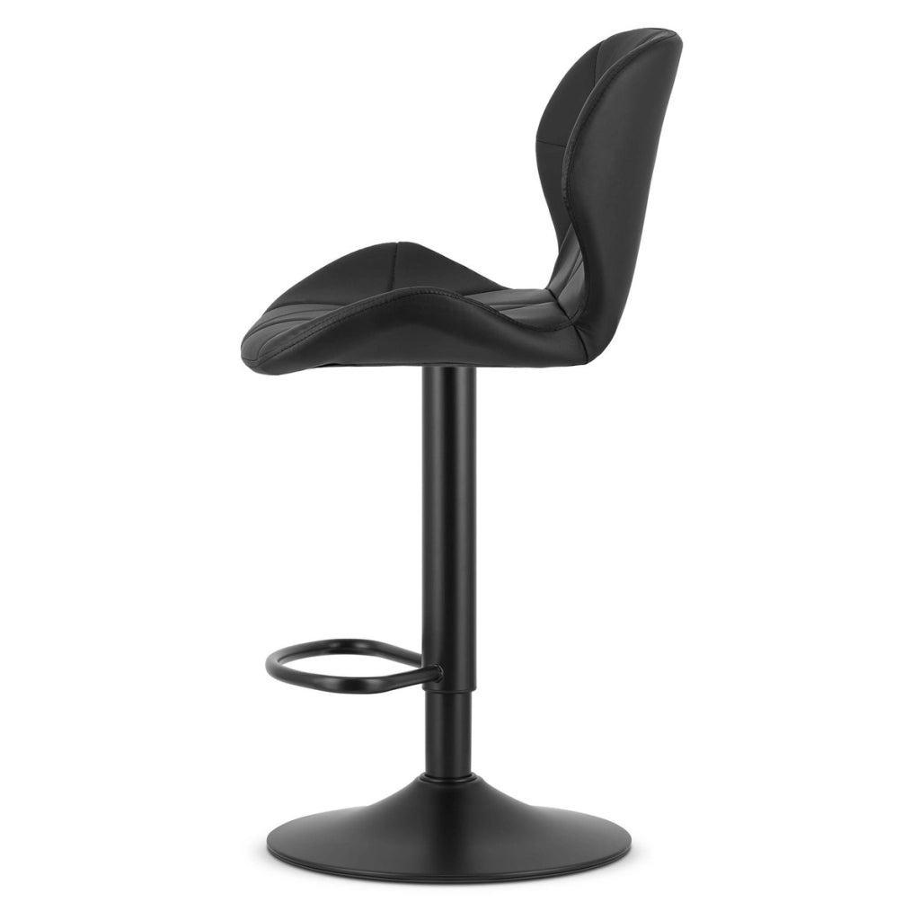 Sgabello da bar West in ecopelle nera con base regolabile