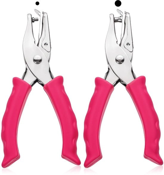 Set di perforatrici a mano da 2 pezzi - Perforatrice per carta 6 mm/3 mm - Rosso - PVC/Ferro - Dimensioni 1,76 x 6,45 x 14 cm