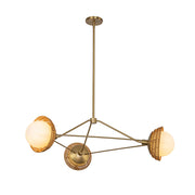 Lampadario Perth boho oro spazzolato rattan 3xE14