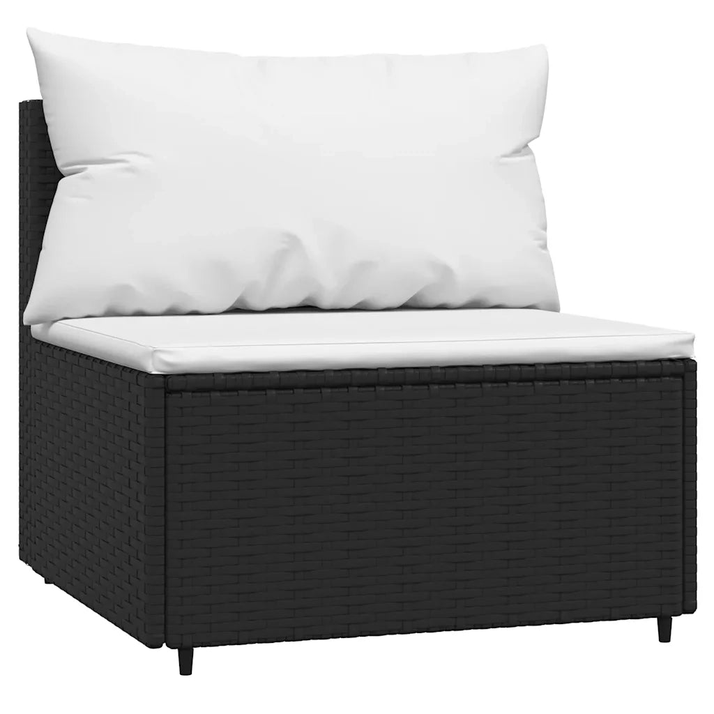 Set Divani da Giardino 3 pz con Cuscini Nero in Polyrattan 319739