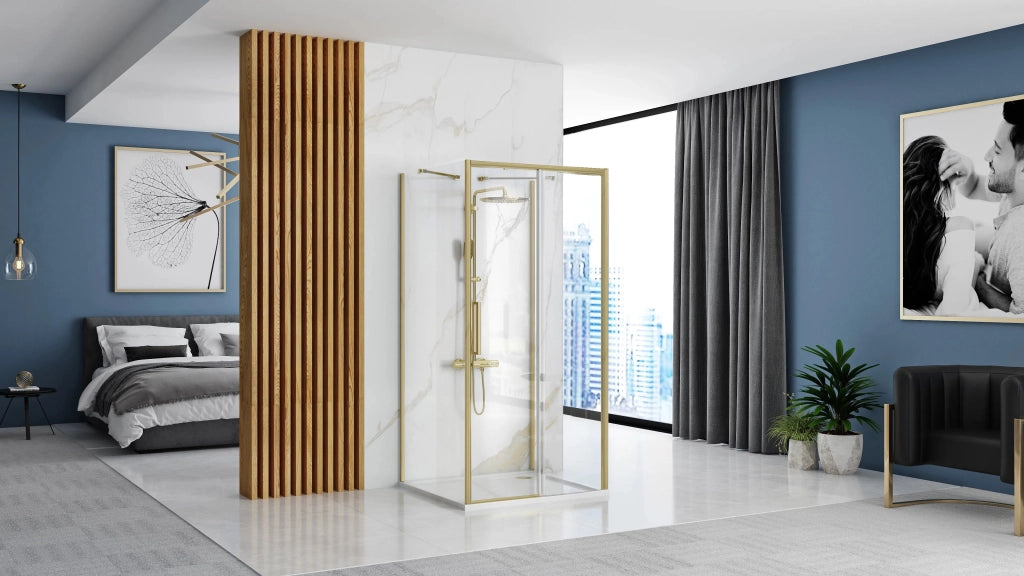 Cabina Doccia A Parete Rea Rapid Slide Brush Gold 160x100