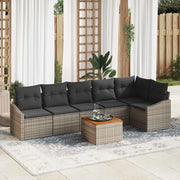 Set Divano da Giardino con cuscino 7 pcs Grigio polyrattan